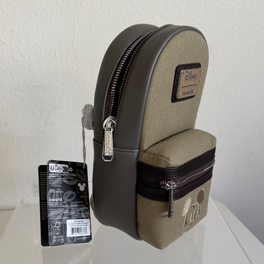 Loungefly Disney Olive and Brown Water Bottle Crossbody Bag NWT - Picture 5 of 7